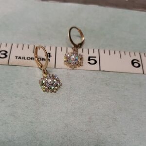 Source Unknown Gold and Silver Crystal Earrings